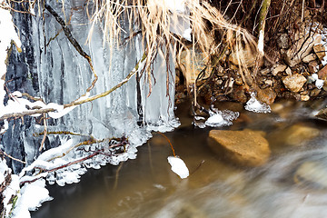 Image showing frozen river in a wood shooted in winter