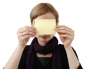 Image showing Woman and post it