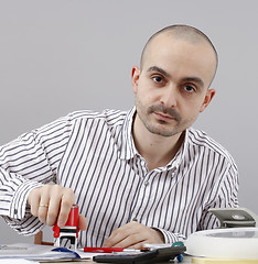 Image showing Man at desk