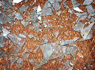 Image showing Rusty metal floor with shards background