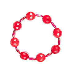 Image showing Red bracelet with glass on white background