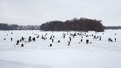 Image showing Fishermans in winter