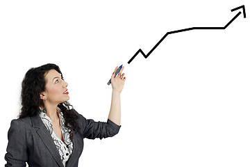 Image showing Business woman drawing a graph 