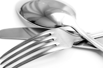 Image showing Spoon, knife and fork