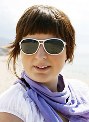 Image showing Young woman on the beach