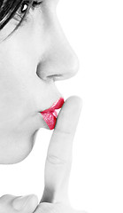 Image showing Finger on lips