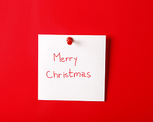 Image showing Merry christmas on a sticky note 