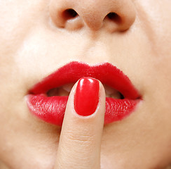 Image showing Finger on lips 