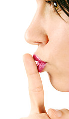 Image showing Finger on lips