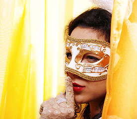 Image showing Woman wearing a carnival mask 