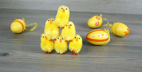 Image showing Easter chickens and eggs 