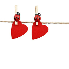 Image showing Two hearts on a rope 