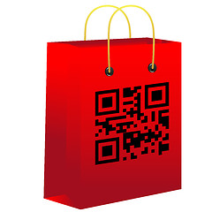 Image showing Red shopping bar with qr code
