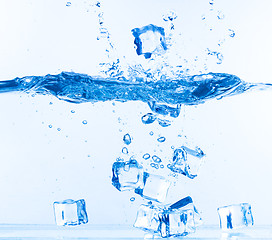 Image showing Ice Cubes Dropped into Water with Splash