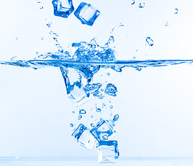 Image showing Ice Cubes Dropped into Water with Splash