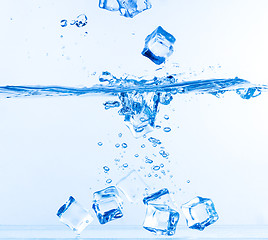 Image showing Ice Cubes Dropped into Water with Splash