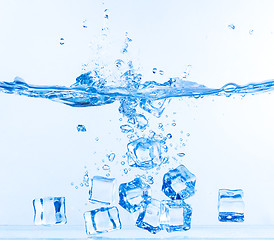 Image showing Ice Cubes Dropped into Water with Splash