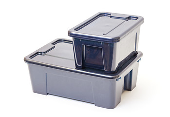 Image showing Empty Plastic Containers with Lids