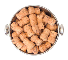 Image showing Wine Corks in Bucket, top view