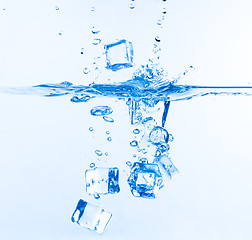 Image showing Ice Cubes Dropped into Water with Splash