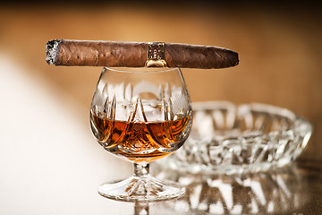 Image showing Cognac and cigar