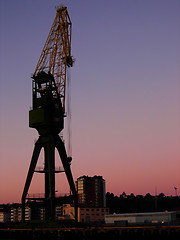 Image showing Crane in profile, Industrial landscape