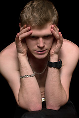 Image showing Portrait of stressed young man