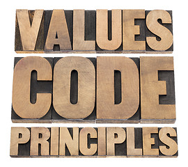 Image showing values, code, principles