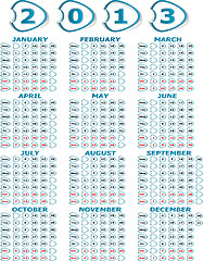 Image showing Simple 2013 year calendar