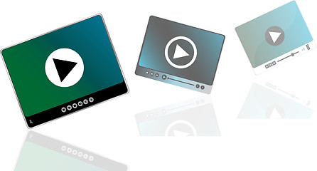 Image showing Media player set with play button on abstract background