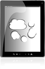 Image showing Cloud-computing connection on the digital tablet pc. Conceptual image. Isolated on white.