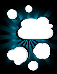 Image showing Paper clouds background with sun rays