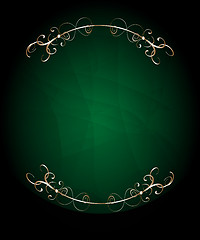 Image showing green card with golden floral frame