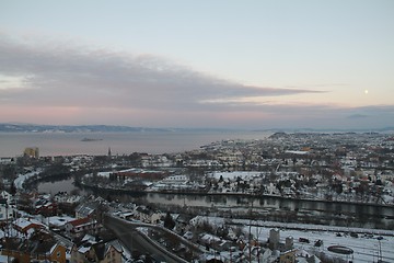 Image showing Trondheim in winter at sunset