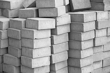 Image showing Silicate grey paving bricks in stacks