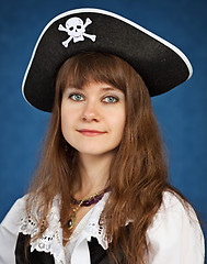 Image showing Young woman in pirate hat