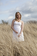 Image showing Beautiful Young Blonde Woman on Beach 