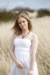 Image showing Beautiful Young Blonde Woman on Beach 