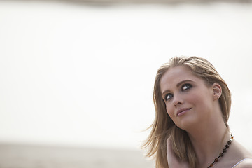 Image showing Beautiful Young Blonde Woman on Beach 