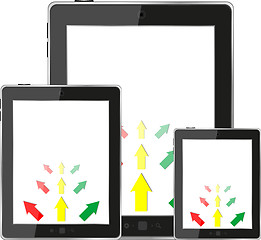 Image showing cloud computing concept with tablet PC set and business arrows