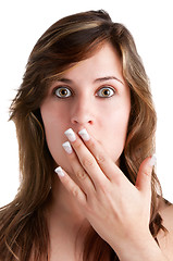 Image showing Shocked Woman Covering her Mouth