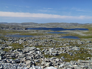 Image showing Rocky plains and lakes landscape