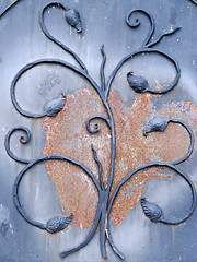 Image showing background retro rusty metal gate decorations 