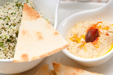 Image showing taboulii couscous with hummus