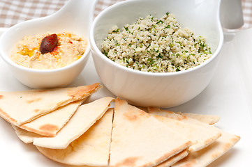 Image showing taboulii couscous with hummus