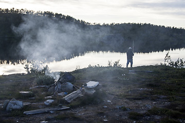 Image showing Camping and fishing