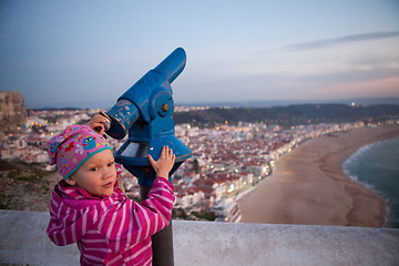 Image showing Girl looking at Nazare