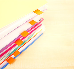 Image showing Many files and sticky notes 