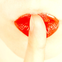 Image showing Finger on lips 