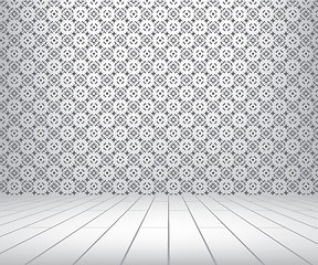 Image showing White room with pattern wall and wooden floor